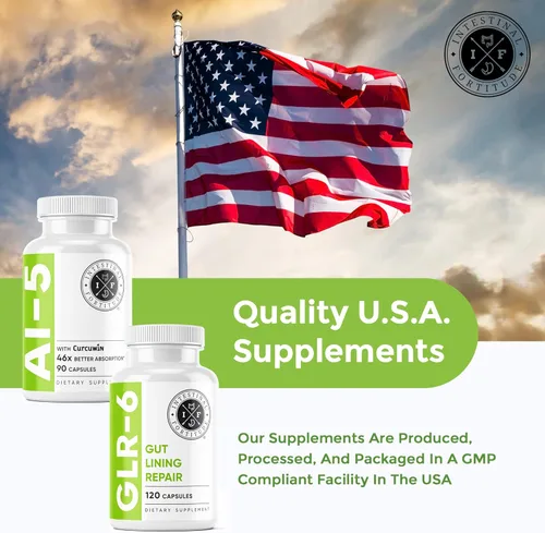 Miniatura 6 de Intestinal Fortitude AI-5 & GLR-6 Suplemento de salud digestiva en cápsulas con glutamina, cúrcuma, curcumina para la salud intestinal y apoyo