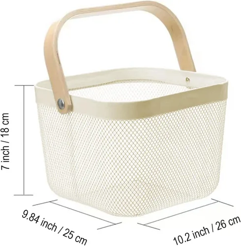 Miniatura 4 de AJIODA Cesta de acero de malla metálica, cesta organizadora de almacenamiento, cesta de cocina colgante multifuncional, cesta de frutas con mango