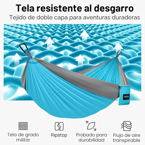 Miniatura 3 de Kootek Hamaca de campamento, hamacas portátiles con correas para árboles y bolsa de transporte adjunta, equipo esencial de campamento, perfecto