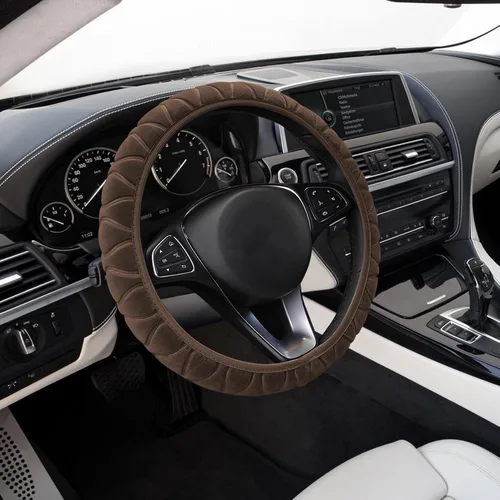 Miniatura 7 de Funda de volante de automóvil, funda de volante de carbono de 15 pulgadas, accesorios de volante antideslizantes transpirables para hombres