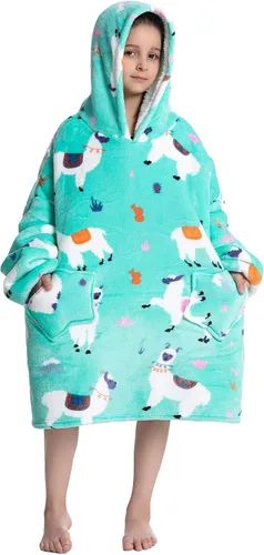 Miniatura 5 de Deserthome Manta con capucha para niños de 6 a 12 años, manta de gran tamaño con capucha de animales, súper suave, cómoda, cálida, franela de alpaca