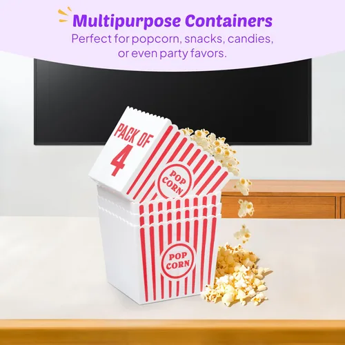 Miniatura 6 de kedudes Cajas de palomitas de maíz reutilizables de plástico, resistentes a la grasa, resistentes a las fugas, diseño de palomitas de maíz