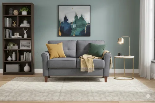Miniatura 11 de Container Furniture Direct Kouchouk - Muebles de sala de estar de terciopelo cómodos de tres plazas, sofá moderno de mediados de siglo, sofá biplaza