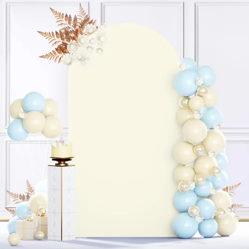 Miniatura 11 de MODFUNS Cubierta de Arco de Boda de 6 pies Beige de Spandex Cubiertas de Arco Chiara Cubierta de Telón de Fondo de Arco para Cubiertas de Arco Telón