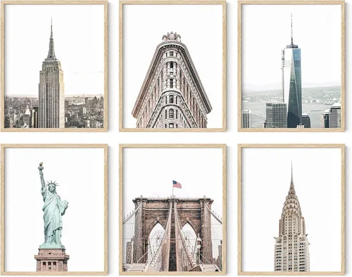 Miniatura 10 de HAUS AND HUES Arte de pared de la ciudad de Nueva York y pósteres de Nueva York, juego de 6 pósteres de la ciudad de Nueva York, decoración de pared