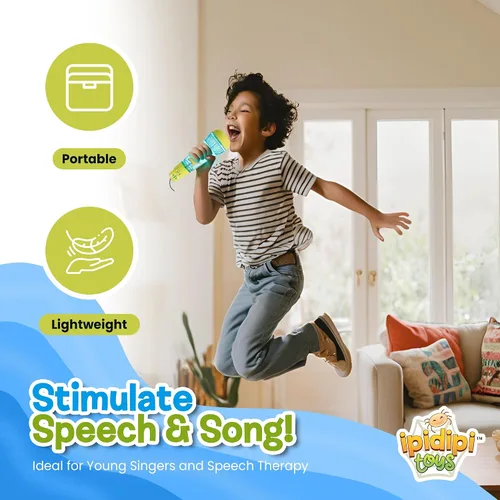 Miniatura 5 de IPIDIPI TOYS - Micrófono de eco para niños, micrófono mágico para niños pequeños con luz intermitente multicolor, terapia del habla y juguete