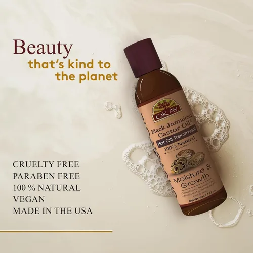 Miniatura 6 de OKAY Aceite caliente de ricino jamaicano negro 100% natural, aceite de ricino para cabello encrespado seco dañado, mezcla de terapia pura con jojoba