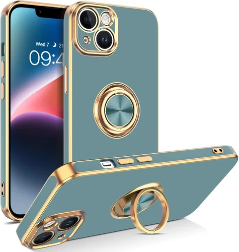Miniatura 10 de VENINGO Funda para iPhone 14, funda para iPhone 14, ajuste delgado, suave soporte de anillo de 360° con base, compatible con soporte magnético