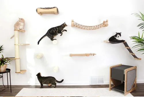 Miniatura 7 de Catastrophic Creations Puente para gatos de 50 pulgadas montado en la pared para gatos y sala de estar, juguete ideal para escalar y alternativa al