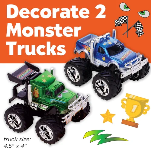 Miniatura 2 de Creativity for Kids Kit de manualidades Monster Trucks: personaliza 2 juguetes de Monster Truck, manualidades y manualidades para niños, juguetes