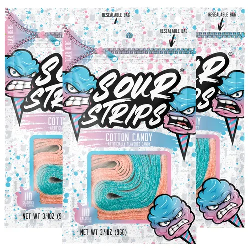 Miniatura 12 de Sour Strips Sour Candy Belts, Appleberry, bolsas de dulces resellables, 3.4 onzas (paquete de 3)