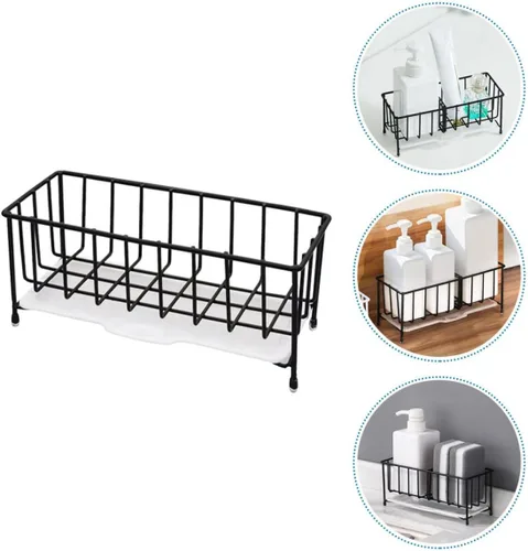 Miniatura 4 de Cesta de drenaje de esponja Fregadero de cocina Soporte de esponja Fregadero Escurridor de platos Estante de secado Estante de almacenamiento