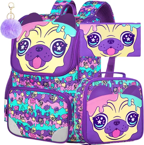 Miniatura 31 de KLFVB Mochila de 3 piezas para niñas y niños, bolsa de libros de dinosaurio de unicornio de 15 pulgadas con lonchera, bolsa escolar preescolar