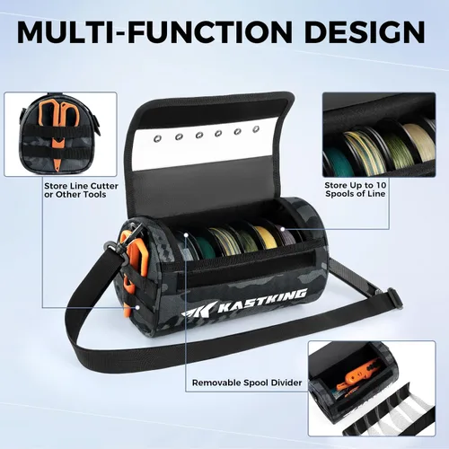 Miniatura 4 de KastKing BaitSpace Bolsa de gestión de línea, bolsa de almacenamiento de línea de pesca con nailon resistente al agua, ventana transparente, divisor