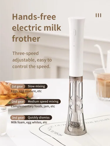 Miniatura 3 de NEUTRAL Espumador de leche eléctrico, espumador de leche recargable de mano, con batidor de globo inoxidable, con soporte, espumador para capuchino