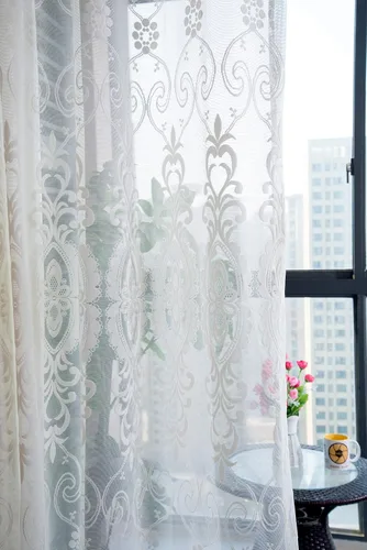 Miniatura 6 de Cortinas semitransparentes de estilo europeo con bolsillo para barra de cortina para sala de estar, dormitorio, baño