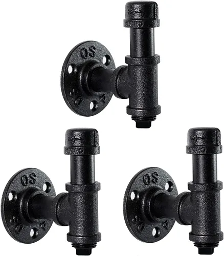 Ganchos para toallas de baño para colgar, paquete de 3 toalleros industriales vintage, color negro, gancho resistente para montaje en pared, gancho