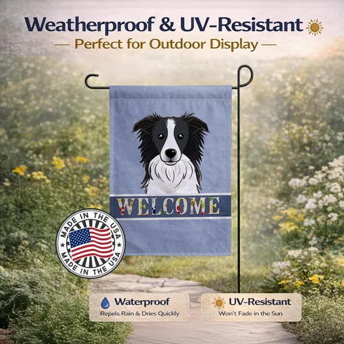 Miniatura 6 de Caroline's Treasures BB1427GF Border Collie - Bandera de bienvenida para jardín, bandera azul para buzón, bandera decorativa para patio exterior