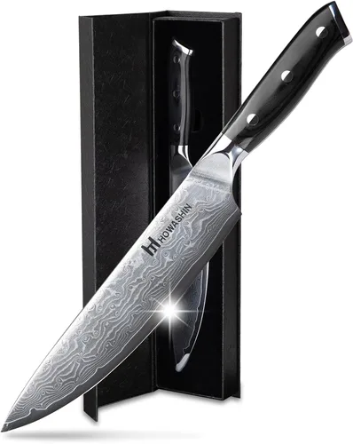 Miniatura 7 de Cuchillo de chef de 5 pulgadas y juego de cuchillos de cocina profesional, acero inoxidable alemán de alto carbono, afilado de afeitar, mango