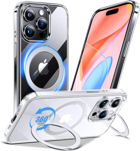 Miniatura 21 de Anqrp Funda transparente con función atril magnética con junta tórica para iPhone 12/12 Pro, compatible con Mag-Safe, de grado militar, reforzada