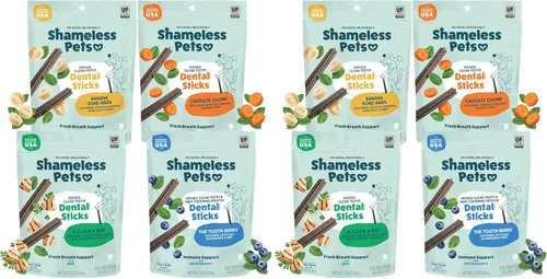 Miniatura 13 de Shameless Pets Golosinas dentales para perros, Carrate Chomp, palitos dentales saludables con soporte para la piel y el pelaje para limpieza