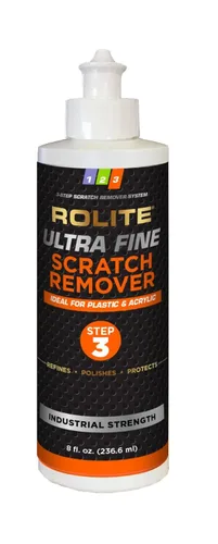 Rolite Removedor de arañazos ultra fino (8 fl. oz.) para superficies de plástico y acrílico, incluyendo Strataglass marino y Eisenglass, faros,