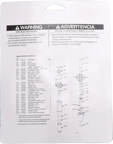 Miniatura 7 de GDHXW 249123 Kit de reparación de bomba para pulverizador de pintura sin aire Graco 7900 2030 200 300 Aftermarket
