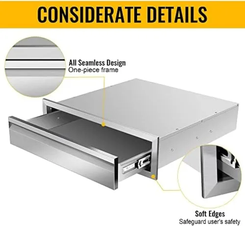 Miniatura 4 de Cajones de cocina para exteriores, cajones de acceso dobles para barbacoa de acero inoxidable con mango empotrado, cajones de isla para cocinas al