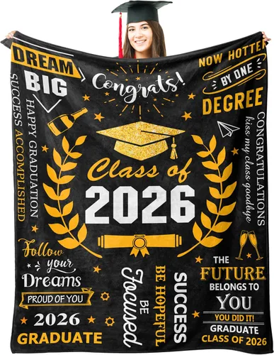 Ryubein Manta de regalo de graduación de 50 x 60 pulgadas, regalos de clase de 2026 para ella él, regalo de graduación de escuela secundaria 2026,