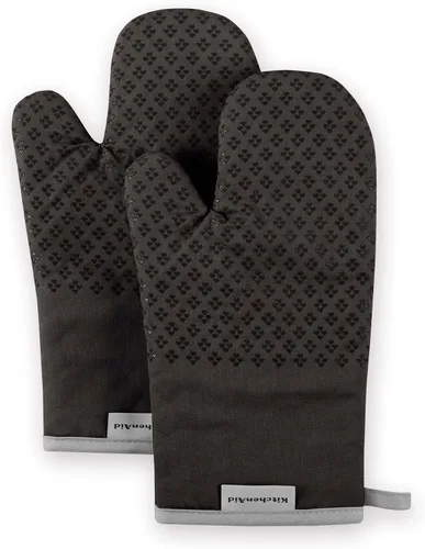 KitchenAid Juego de guantes de horno Asteroid 7"x12.5", negro, 2 piezas