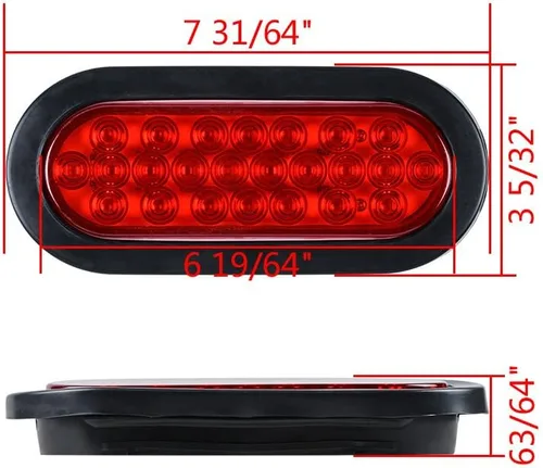 Miniatura 3 de Astra Depot, 1 par de faros traseros de LED ovalados rojos, 6 pulgadas, 10 diodos, con ojal y conector para camión o remolque, selladas, 4piezas
