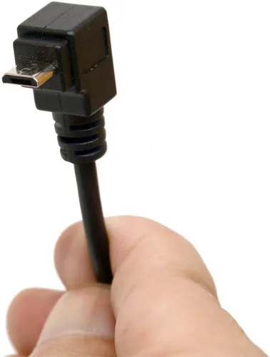 Miniatura 2 de Micro B 5 pines ángulo recto 90 grados Cable de extensión macho a hembra Adaptador 9.8 in Cable USB de sincronización y carga (abajo) Male to