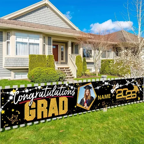 Miniatura 44 de Decoraciones personalizadas para fiestas de graduación 2026 – Cartel de felicitación de graduación grande – Cartel de fondo de graduación
