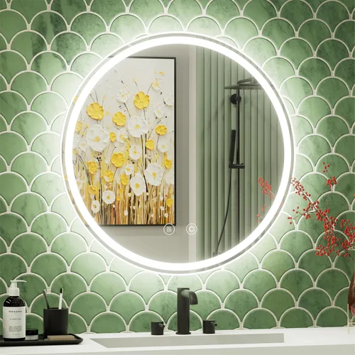 Miniatura 18 de Espejo LED para baño de 24 pulgadas, 3 temperaturas de color (3000K/4500K/6000K), retroiluminación regulable, antivaho, vidrio HD de 5MM, CRI 90+