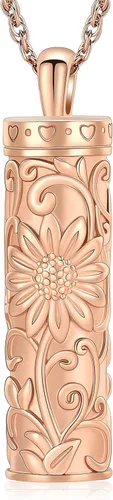 Miniatura 10 de Shajwo - Collar de urna cilíndrica para cenizas de girasol, joyería de cremación, colgante conmemorativo para seres queridos para hombres y mujeres