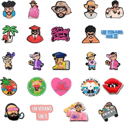 Miniatura 3 de Ahunesa Paquete de 100 dijes para zapatos decorativos para zapatos, pantuflas de jardín, zapatos de jardín, sandalias, pulseras, accesorios