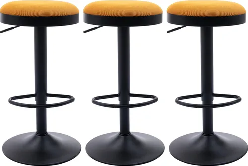Miniatura 14 de Taburetes de bar sin espalda, taburetes de bar ajustables redondos individuales para encimera de cocina, taburete giratorio de altura de barra, beige