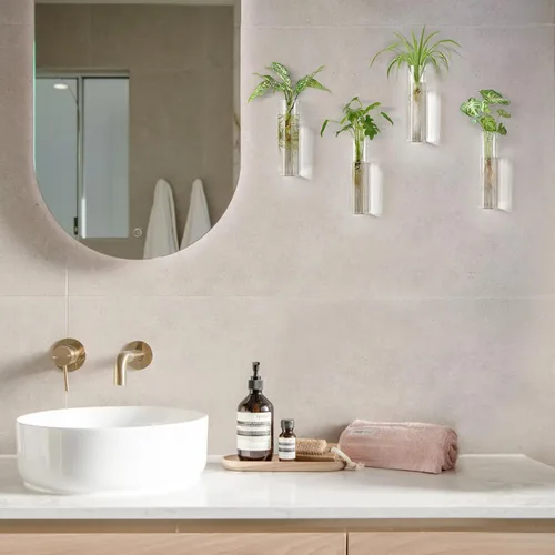 Miniatura 2 de Mkono Estación de Propagación Jardinera Colgante de Pared Tubos de Vidrio Florero para Plantas Hidropónicas, Baño, Oficina en Casa Sala de Estar