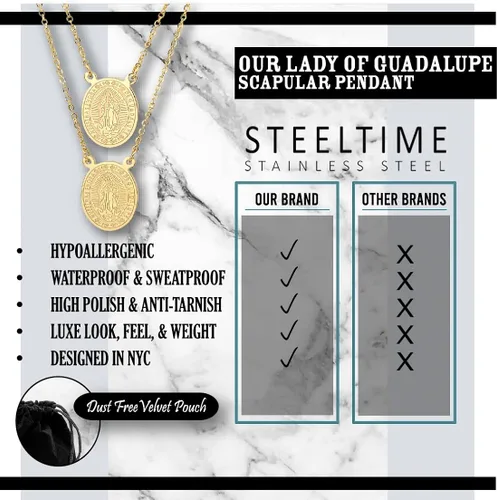 Miniatura 5 de Steeltime - Escapulario de San Benito (18 quilates) chapado en oro de 18 quilates