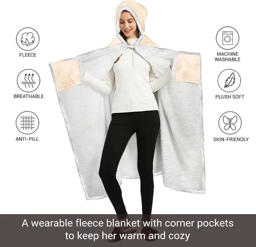 Miniatura 4 de Vprintes Gifts for Her - Sherpa Fleece Wearable Blanket Hoodie -Gifts for Wife from Husband