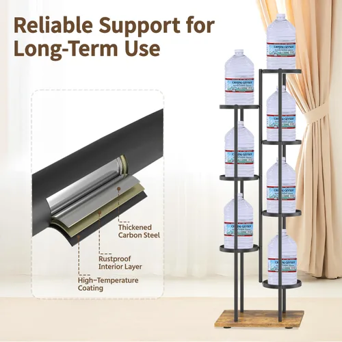 Miniatura 3 de LASZOLA Soporte para plantas de 7 niveles en negro, para interiores, soporte para macetas de metal resistente, organizador moderno y estrecho, torre