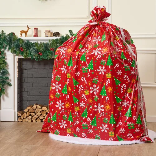 Miniatura 6 de JOYIN 2 piezas de bolsas de regalo para bicicleta de Navidad jumbo de plástico, bolsa de regalo de 72”x60” con etiquetas de regalo para regalos
