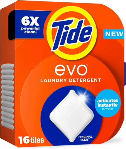 Tide Los azulejos de fibra de detergente para ropa con aroma original de evo funcionan en el 100% de las manchas comunes, seguro para todas las