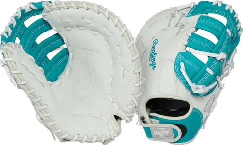 Miniatura 13 de Rawlings Guante de sóftbol juvenil Shut Out Negro/Blanco Web de barra doble de poste único