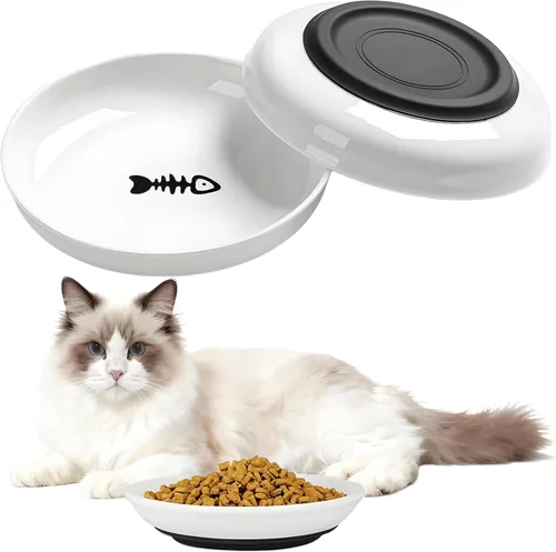 Miniatura 8 de Paquete de 3 cuencos de cerámica para gatos para interiores, platos antifatiga y antibigotes, 5.9 pulgadas de ancho, platos de cerámica poco Pata