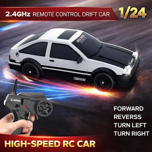 Miniatura 2 de Auto de control remoto RC Drift Car 2.4GHz escala 1:24 4WD 15KM/H Modelo de vehículo de alta velocidad con luces LED Neumático de Derrape Coche