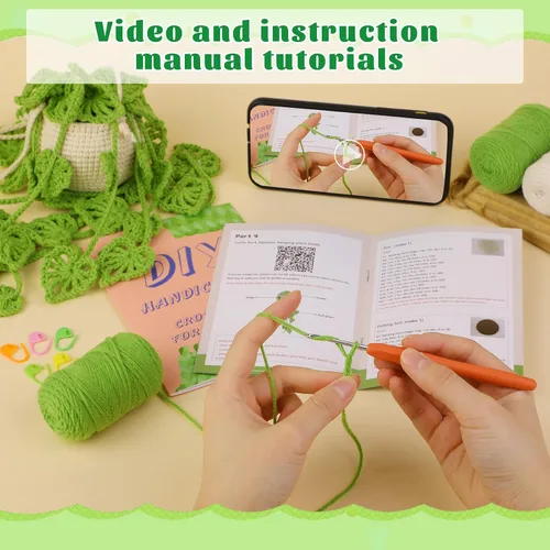 Miniatura 3 de Kogyxe Kit de Ganchillo para Principiantes, Kits de Inicio de Ganchillo Amigurumi con Tutoriales en Video Paso a Paso, Paquete de Inicio de Tejido