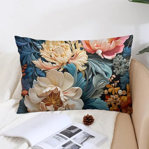 Miniatura 5 de Fundas de almohada florales azules de 12 x 20 pulgadas para primavera y verano, funda de cojín decorativa con cremallera, fundas de almohada