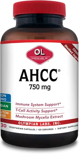 Miniatura 3 de Olympian Labs Suplemento AHCC premium, 750 mg de AHCC por cápsula, apoya la salud inmunológica, la función hepática y la actividad natural