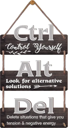EXQUIDECA Ctrl Alt Del - Letrero motivacional para colgar en la pared, 3 piezas, arte de pared inspirador de afirmación para el hogar, oficina, sala